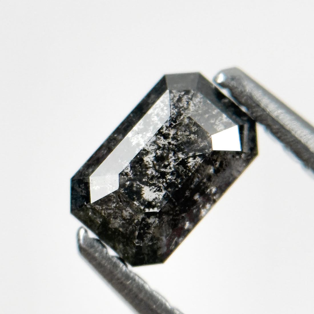 0.67 Ct Emerald Rose Cut Grey Natural Salt and Pepper Diamond