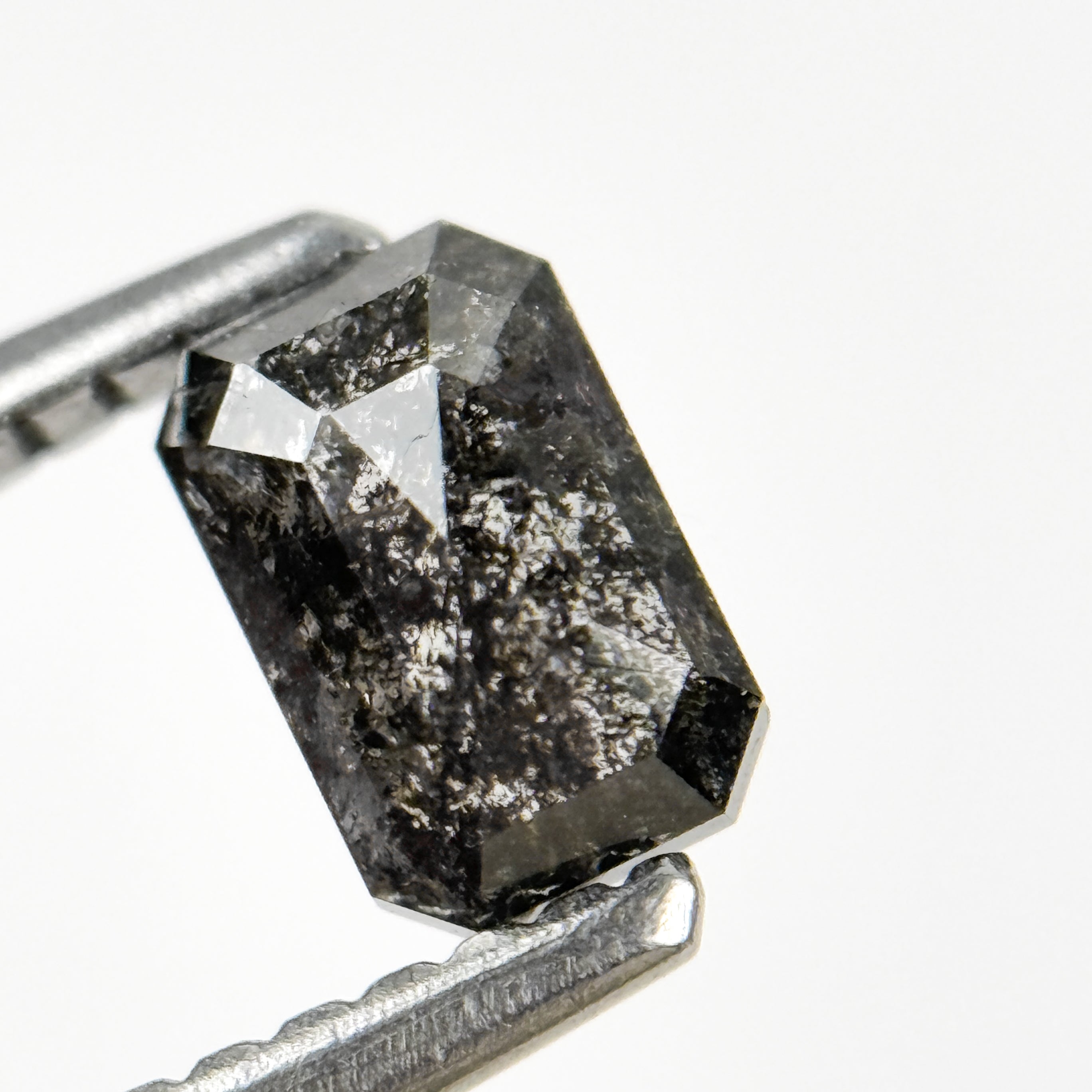 0.67 Ct Emerald Rose Cut Grey Natural Salt and Pepper Diamond