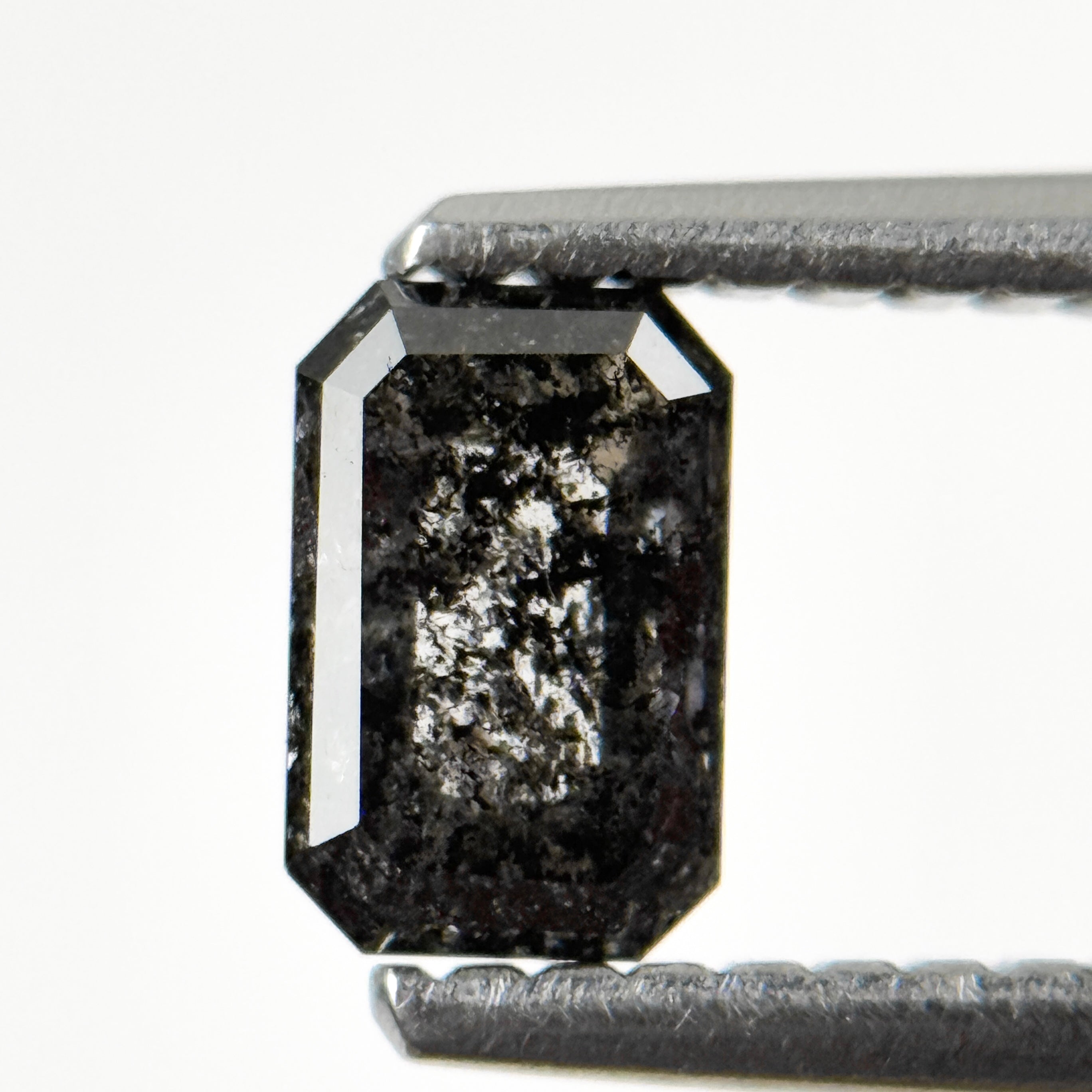 0.67 Ct Emerald Rose Cut Grey Natural Salt and Pepper Diamond