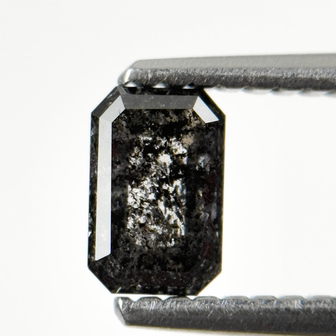 0.67 Ct Emerald Rose Cut Grey Natural Salt and Pepper Diamond