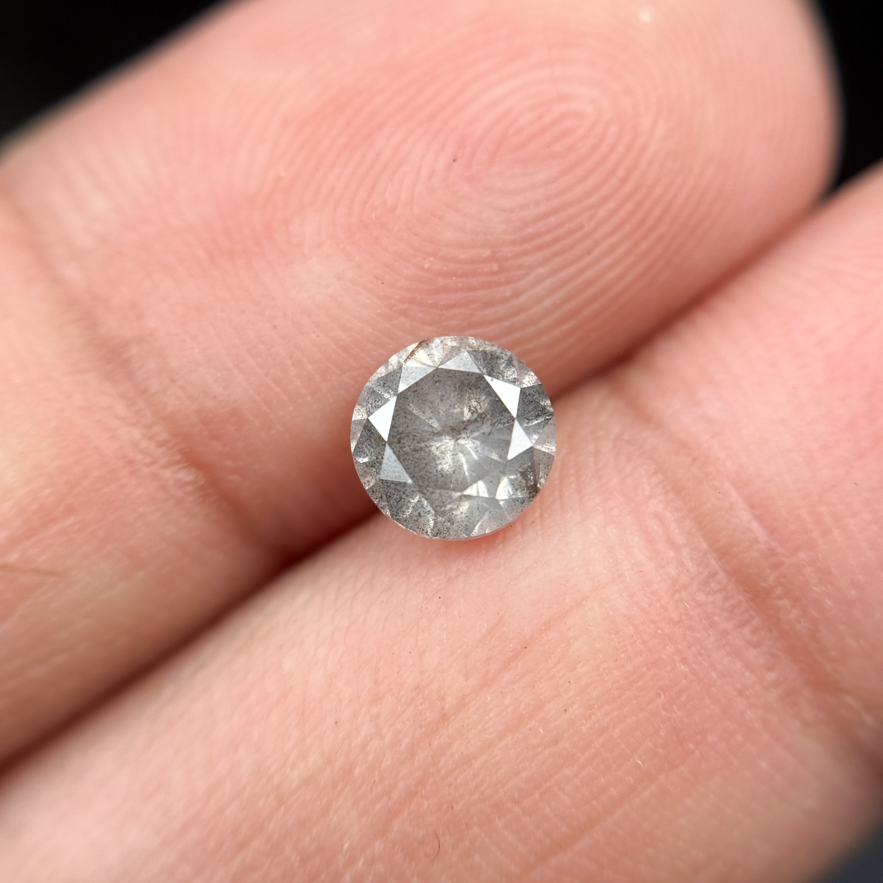 1.08 Ct Round Brilliant Cut Grey Natural Galaxy Diamond