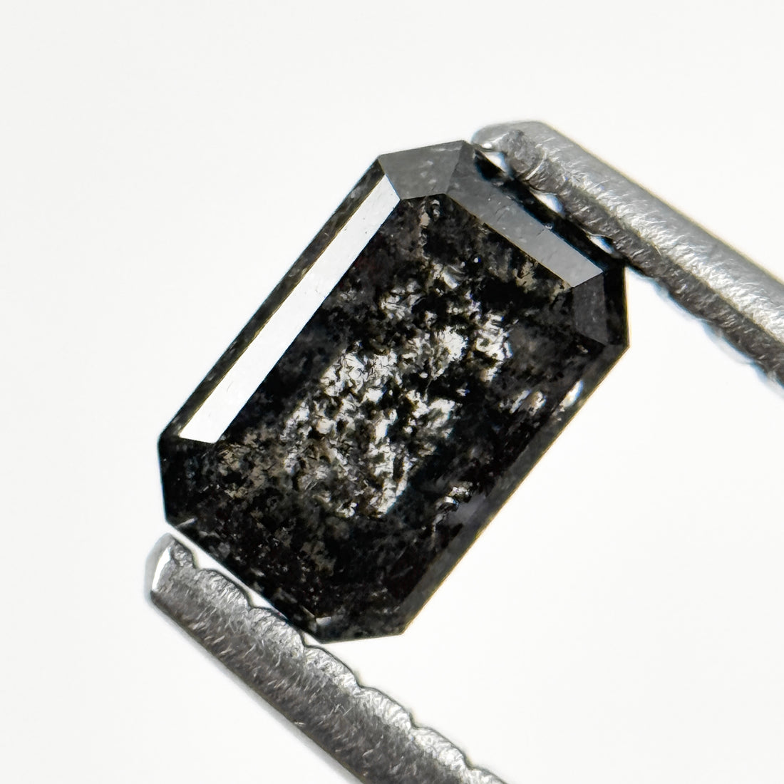 0.67 Ct Emerald Rose Cut Grey Natural Salt and Pepper Diamond