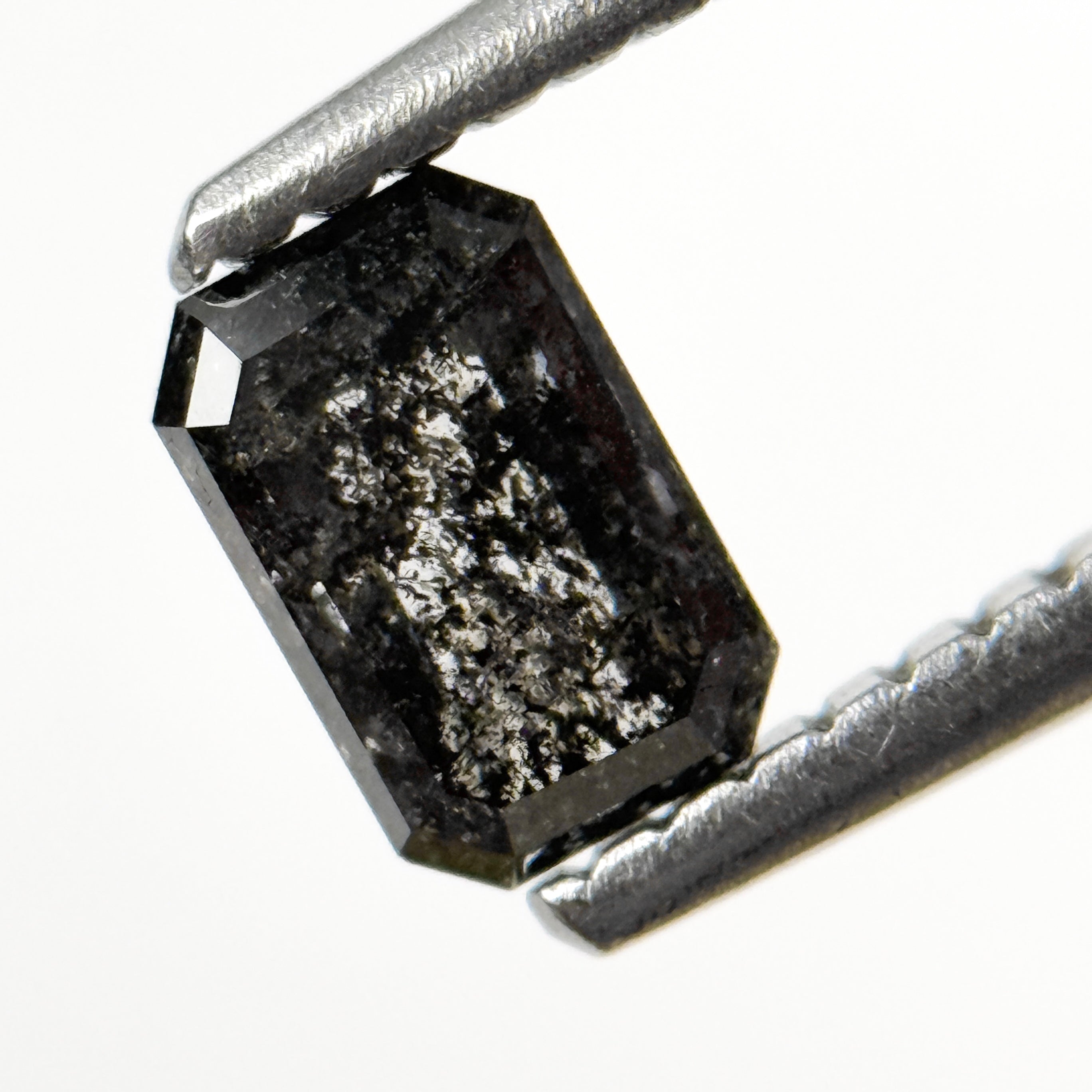 0.67 Ct Emerald Rose Cut Grey Natural Salt and Pepper Diamond