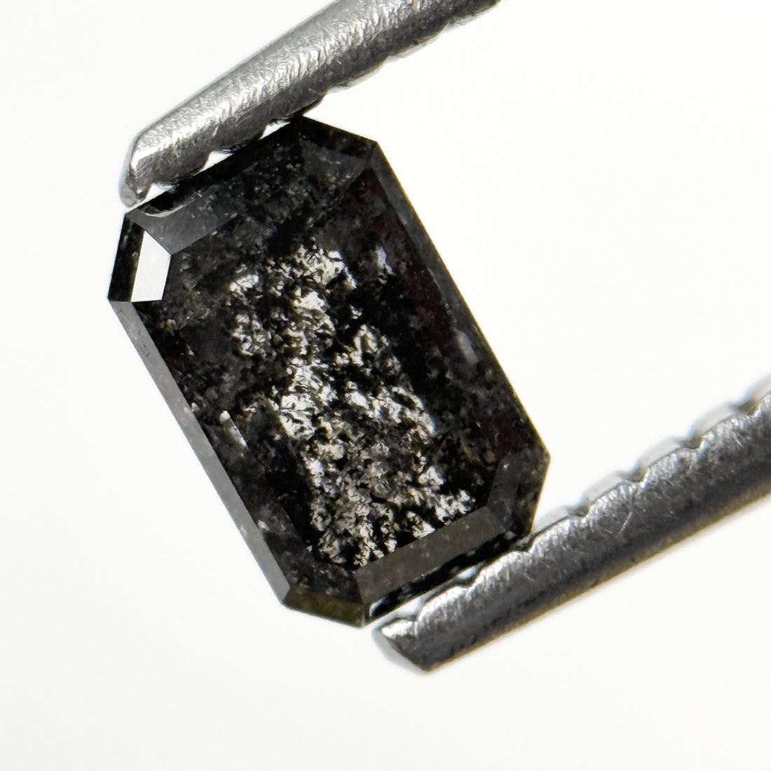 0.67 Ct Emerald Rose Cut Grey Natural Salt and Pepper Diamond