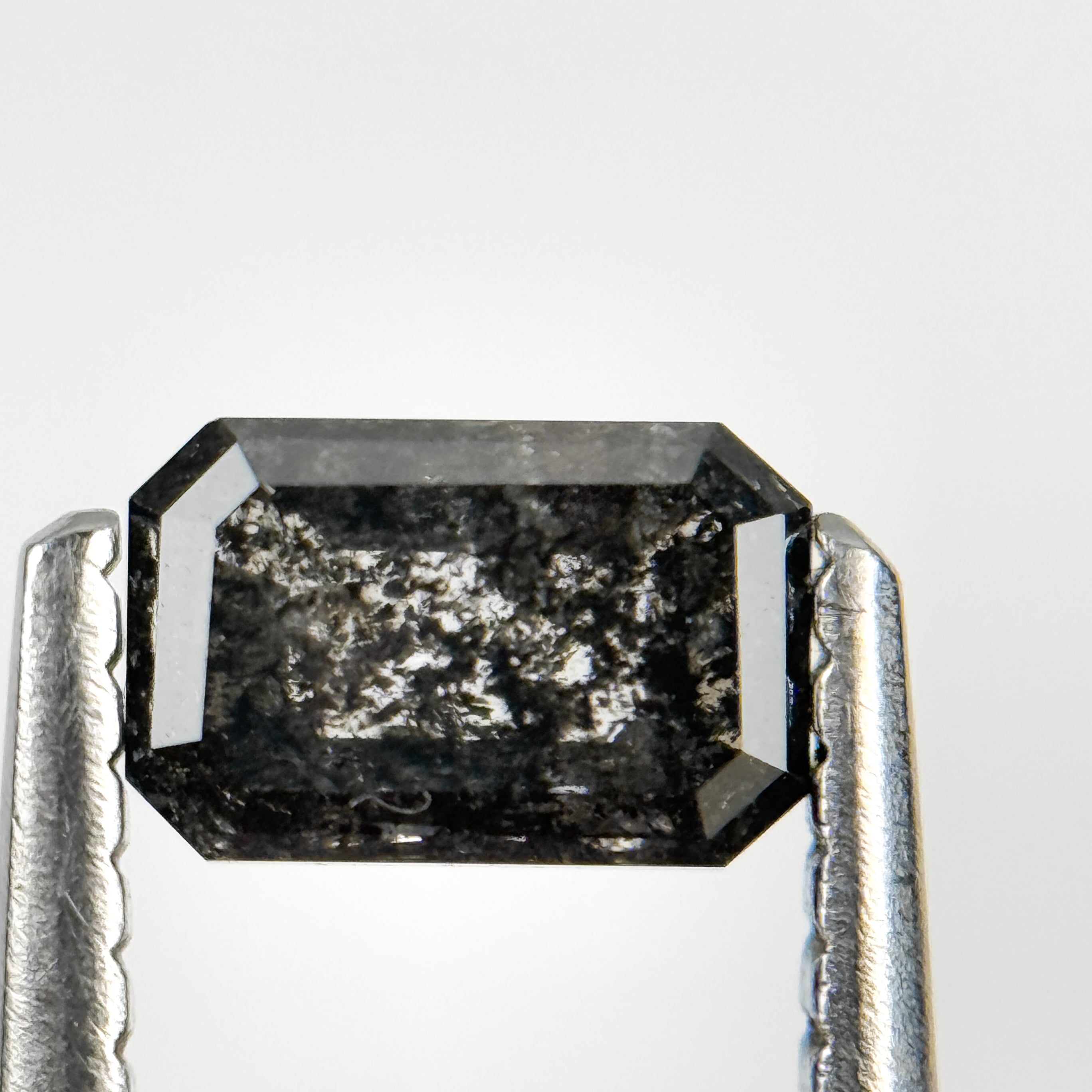 0.67 Ct Emerald Rose Cut Grey Natural Salt and Pepper Diamond