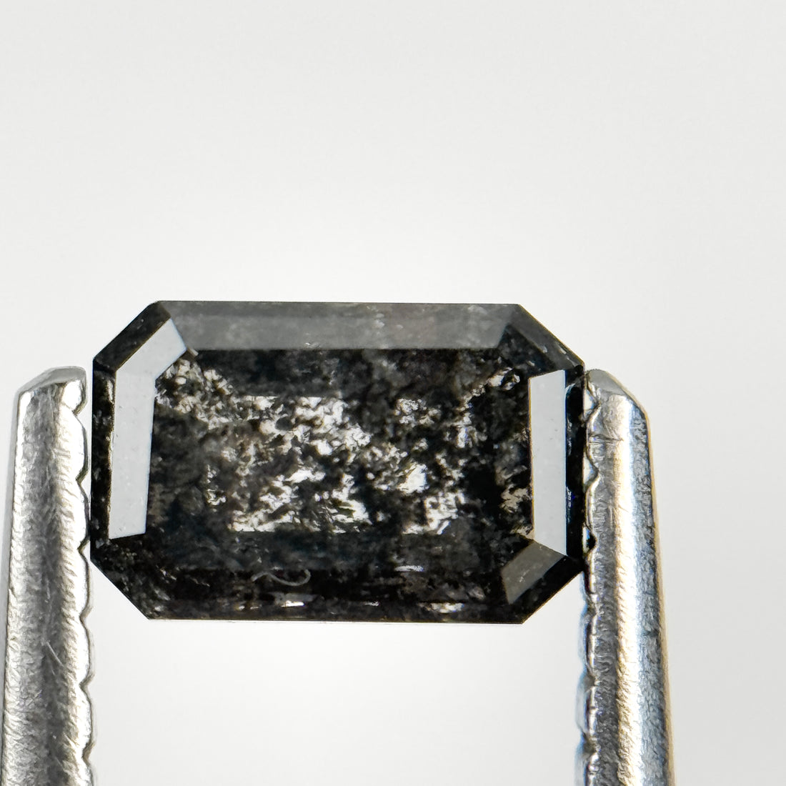 0.67 Ct Emerald Rose Cut Grey Natural Salt and Pepper Diamond