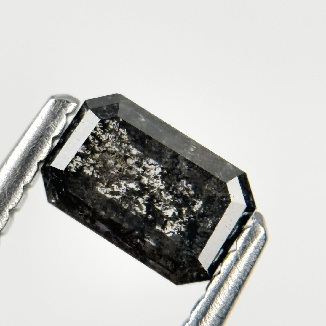 0.67 Ct Emerald Rose Cut Grey Natural Salt and Pepper Diamond