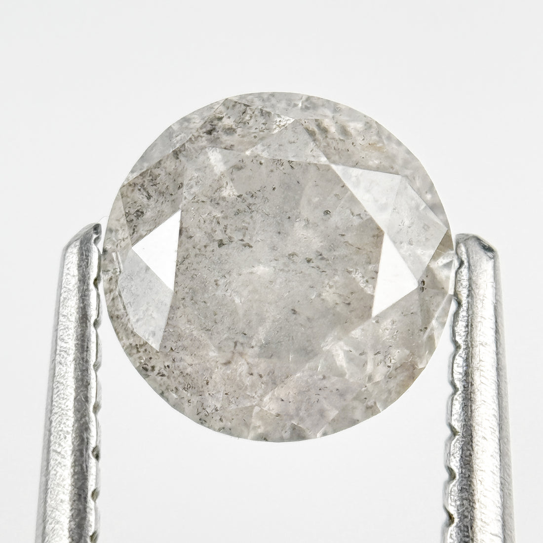 1.37 Ct Round Brilliant Cut Grey Natural Salt and Pepper Diamond
