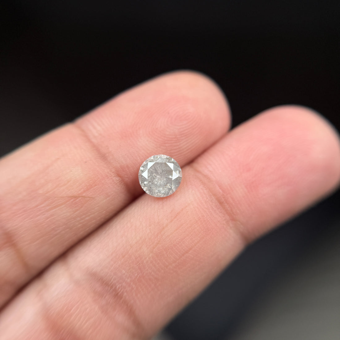 1.37 Ct Round Brilliant Cut Grey Natural Salt and Pepper Diamond