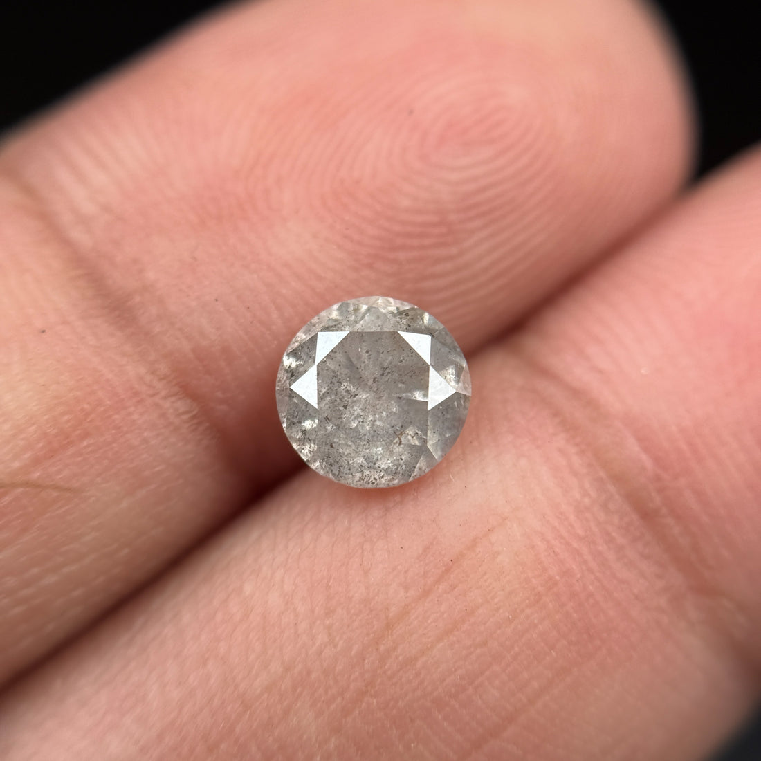 1.37 Ct Round Brilliant Cut Grey Natural Salt and Pepper Diamond