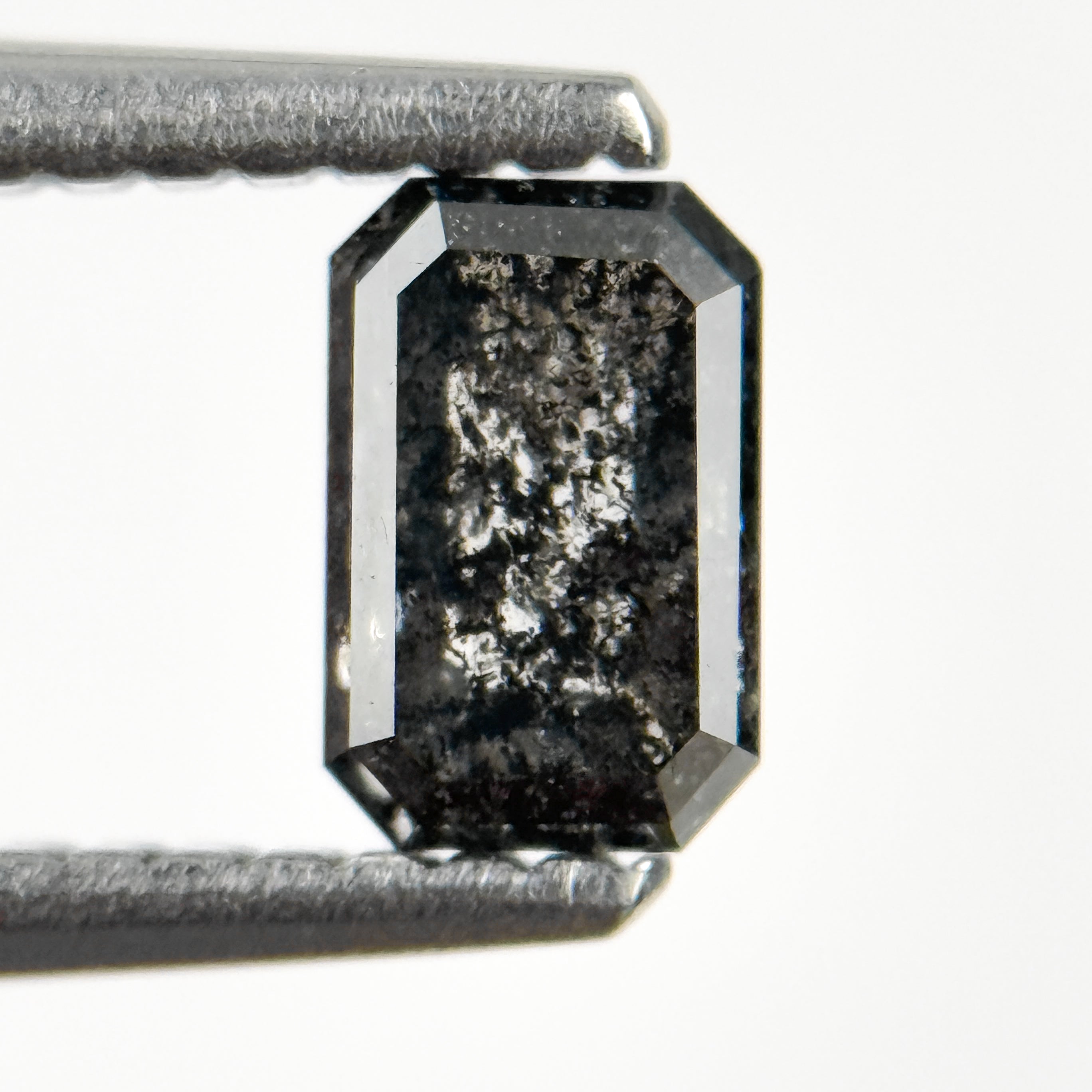 0.67 Ct Emerald Rose Cut Grey Natural Salt and Pepper Diamond