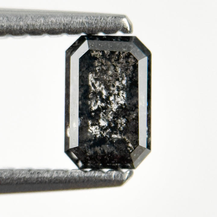 0.67 Ct Emerald Rose Cut Grey Natural Salt and Pepper Diamond