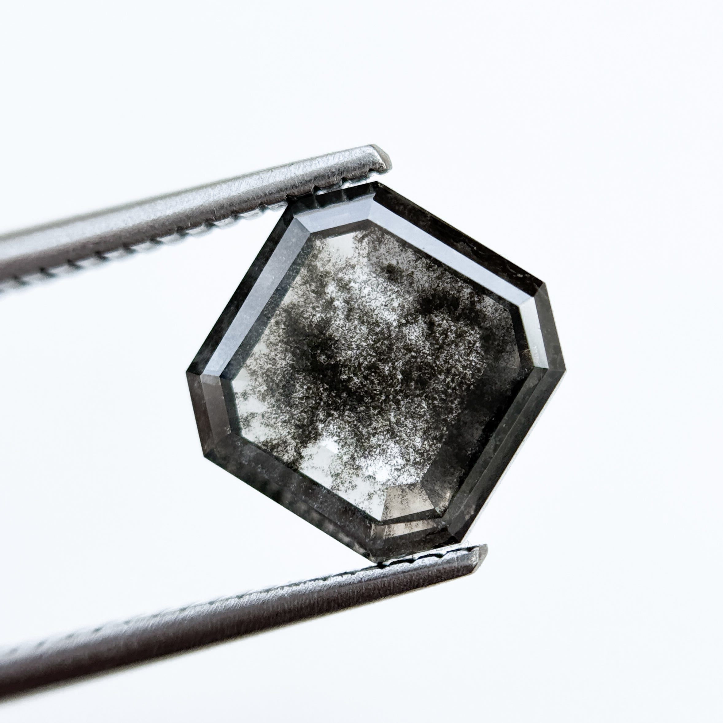 3.51 Ct Octagon Rose Cut Grey Natural Salt and Pepper Diamond