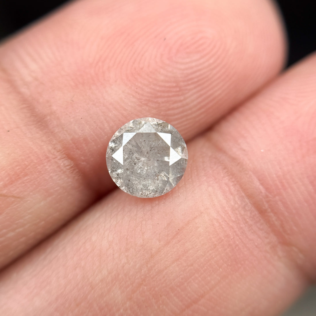 1.37 Ct Round Brilliant Cut Grey Natural Salt and Pepper Diamond