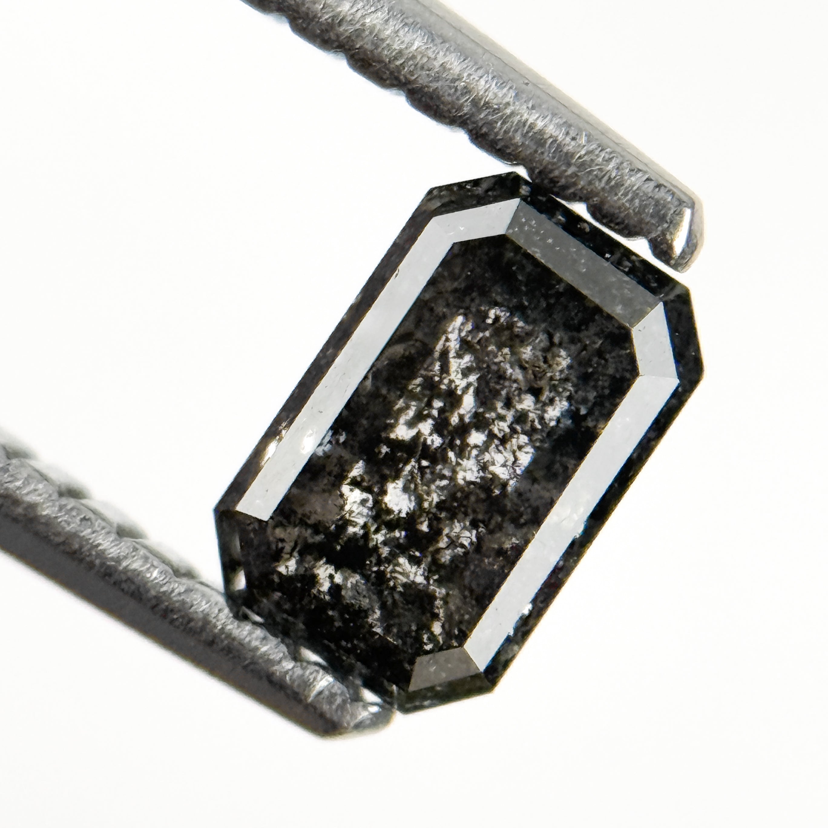 0.67 Ct Emerald Rose Cut Grey Natural Salt and Pepper Diamond