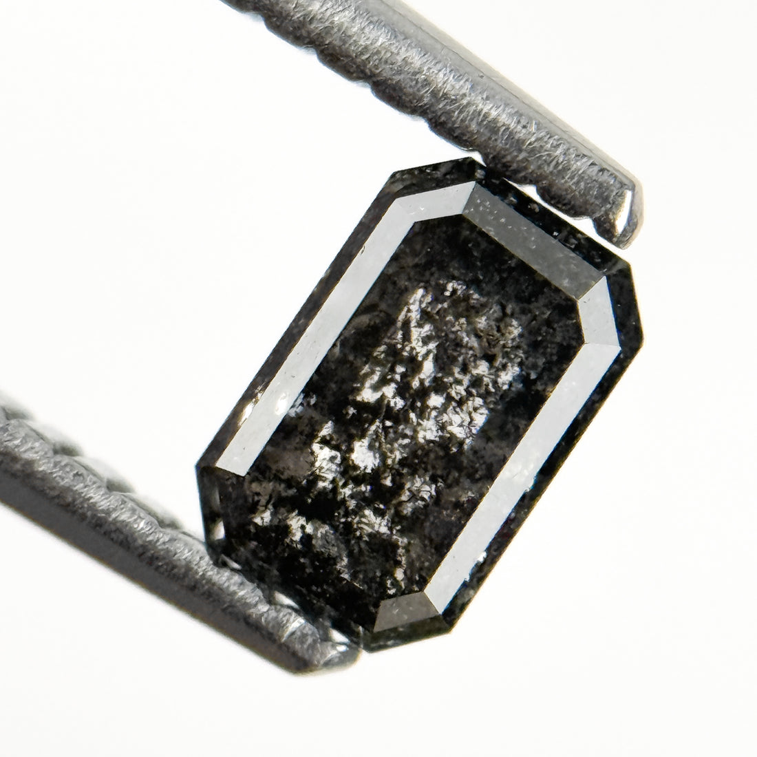 0.67 Ct Emerald Rose Cut Grey Natural Salt and Pepper Diamond