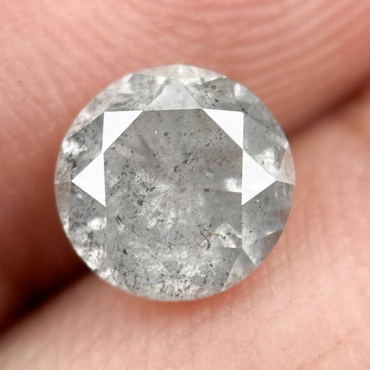 1.37 Ct Round Brilliant Cut Grey Natural Salt and Pepper Diamond