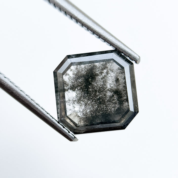 3.51 Ct Octagon Rose Cut Grey Natural Salt and Pepper Diamond