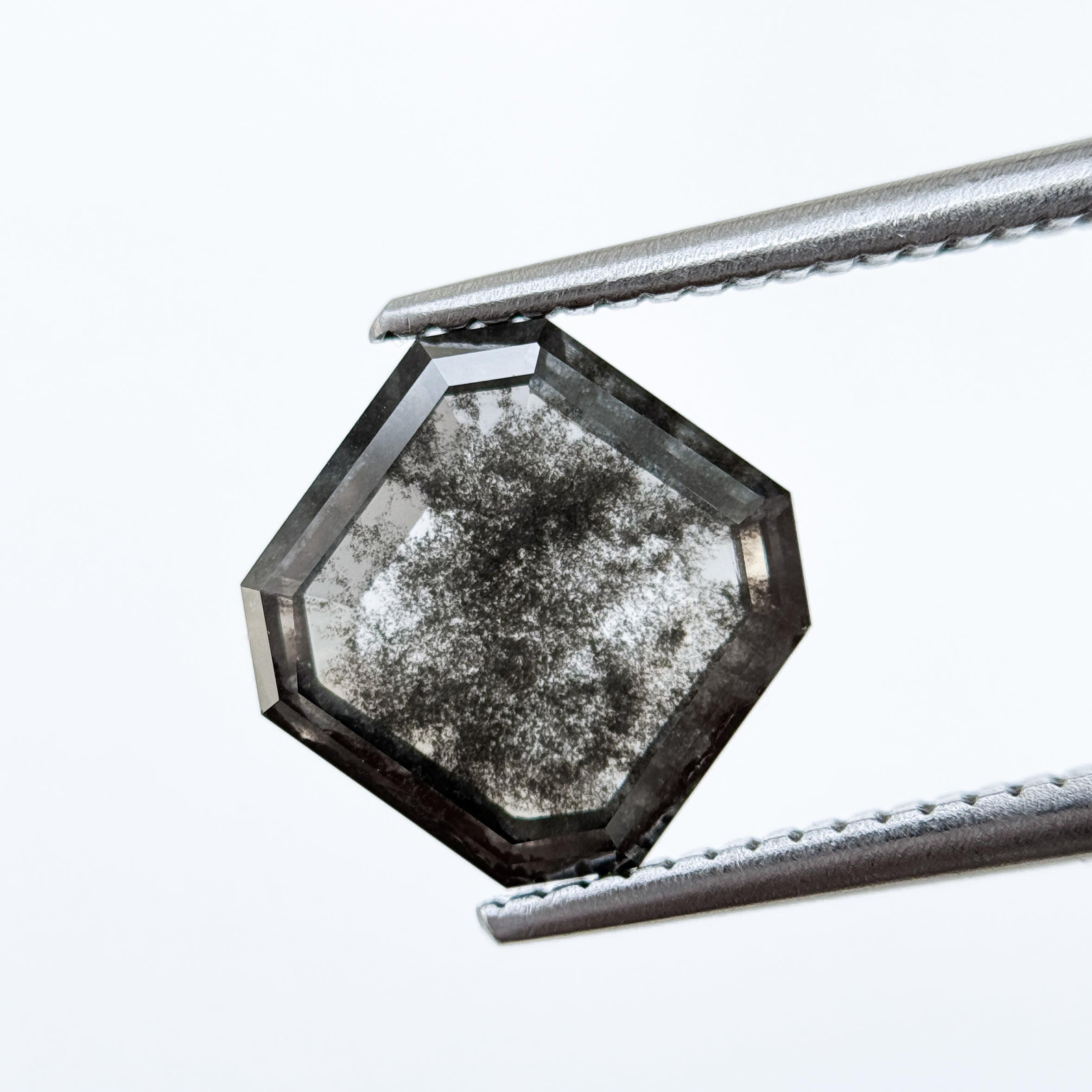 3.51 Ct Octagon Rose Cut Grey Natural Salt and Pepper Diamond