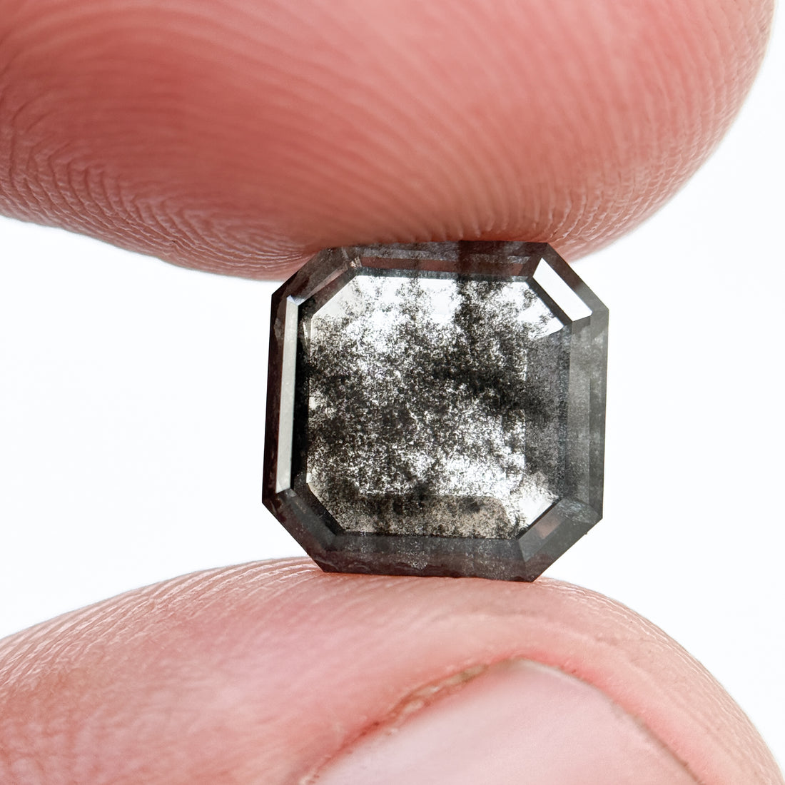 3.51 Ct Octagon Rose Cut Grey Natural Salt and Pepper Diamond