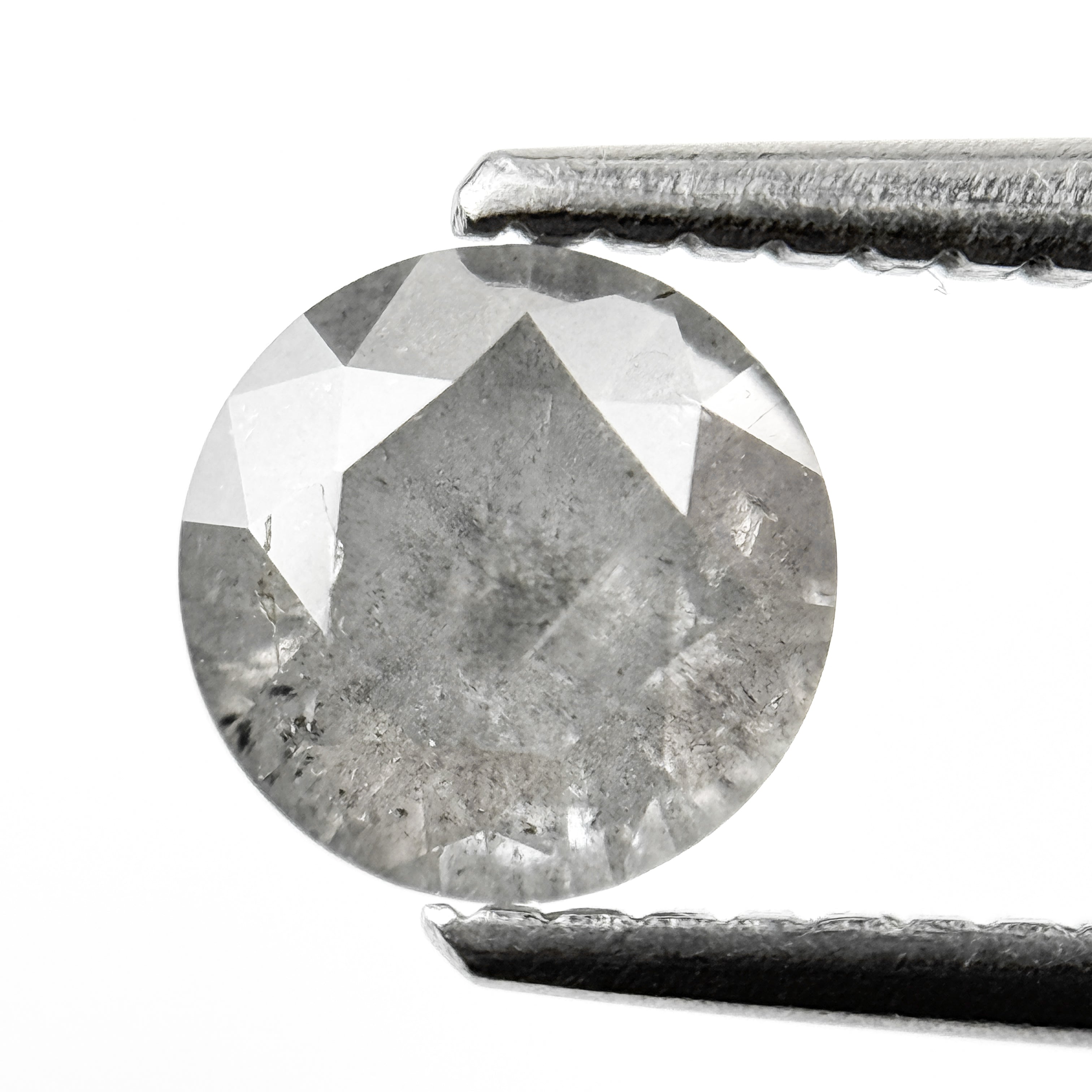 0.94 Ct Round Brilliant Cut Smokey Grey Natural Salt and Pepper Diamond