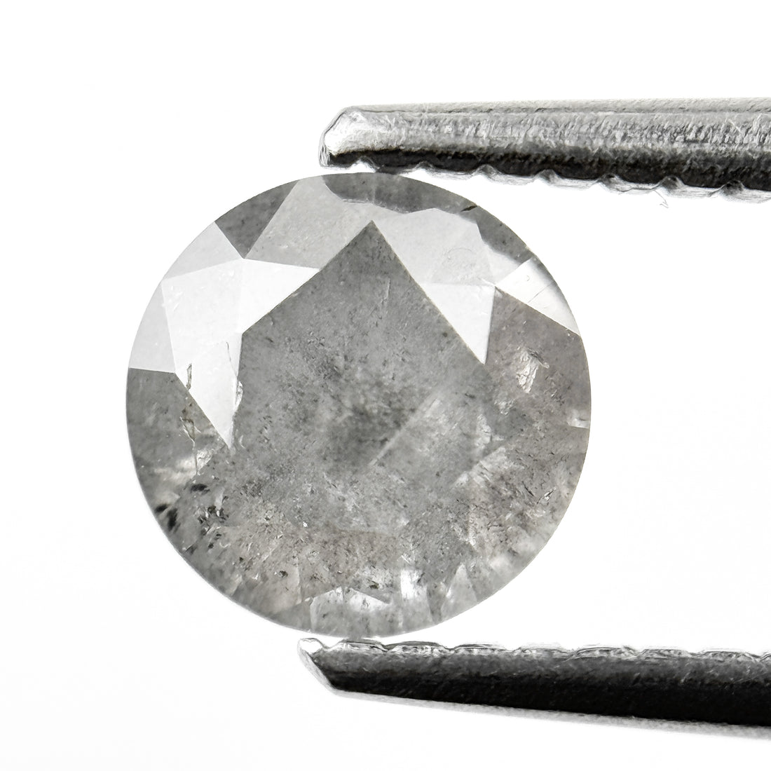 0.94 Ct Round Brilliant Cut Smokey Grey Natural Salt and Pepper Diamond