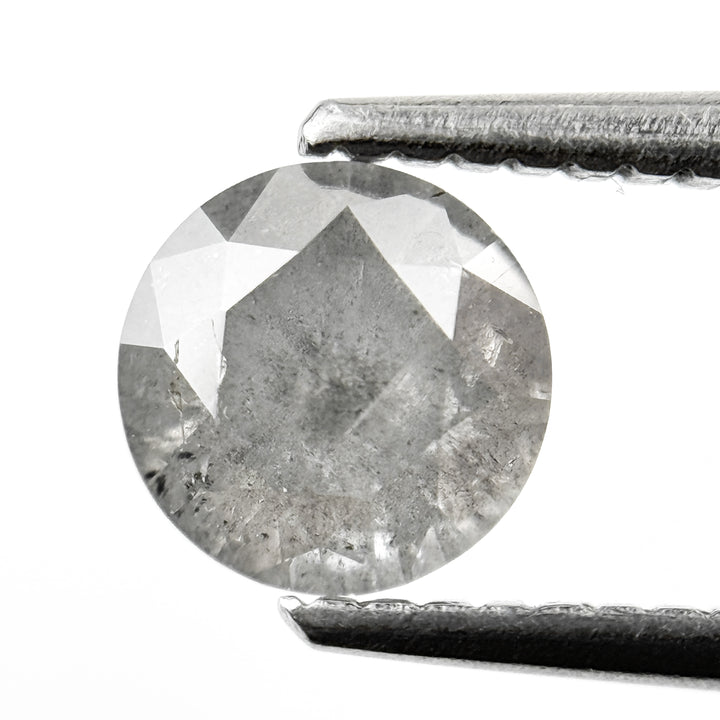 0.94 Ct Round Brilliant Cut Smokey Grey Natural Salt and Pepper Diamond