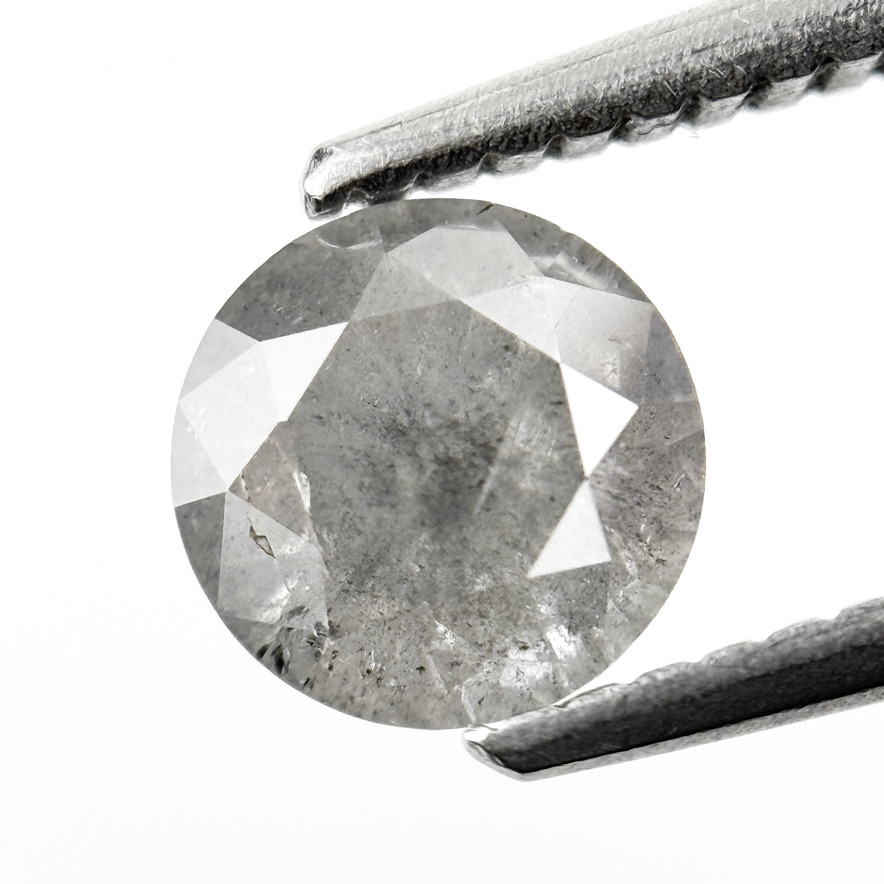 0.94 Ct Round Brilliant Cut Smokey Grey Natural Salt and Pepper Diamond