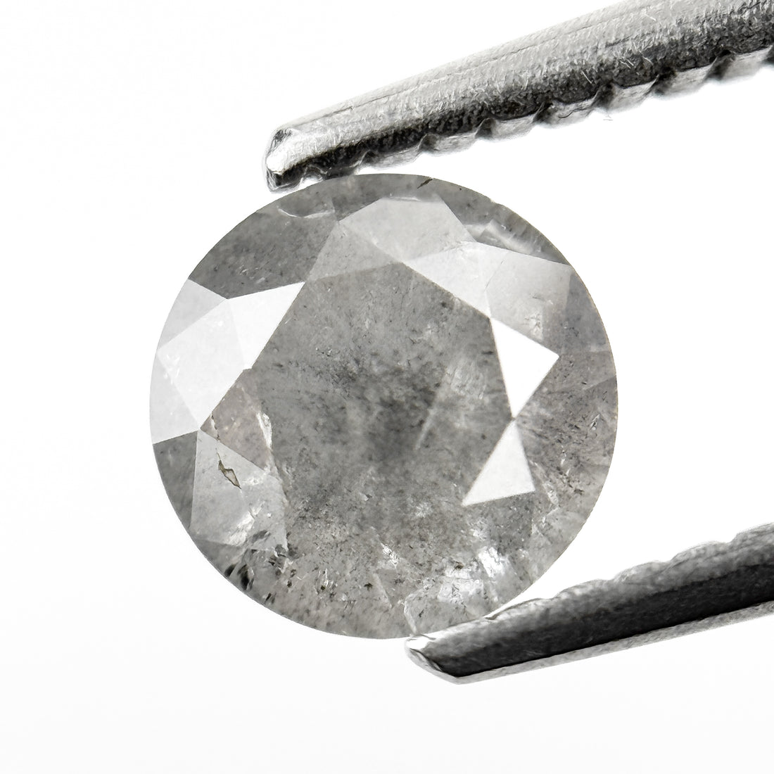 0.94 Ct Round Brilliant Cut Smokey Grey Natural Salt and Pepper Diamond