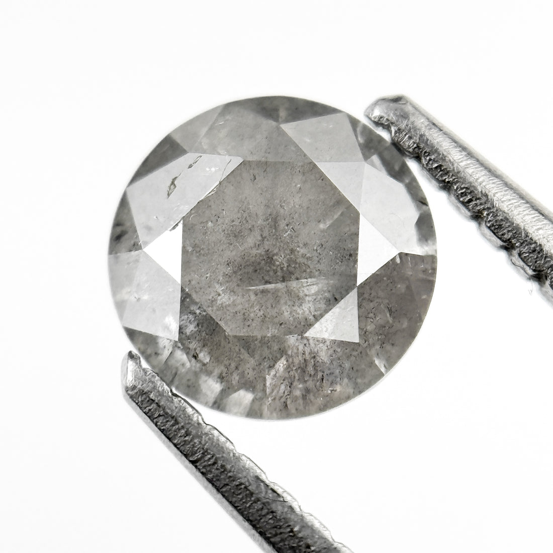 0.94 Ct Round Brilliant Cut Smokey Grey Natural Salt and Pepper Diamond