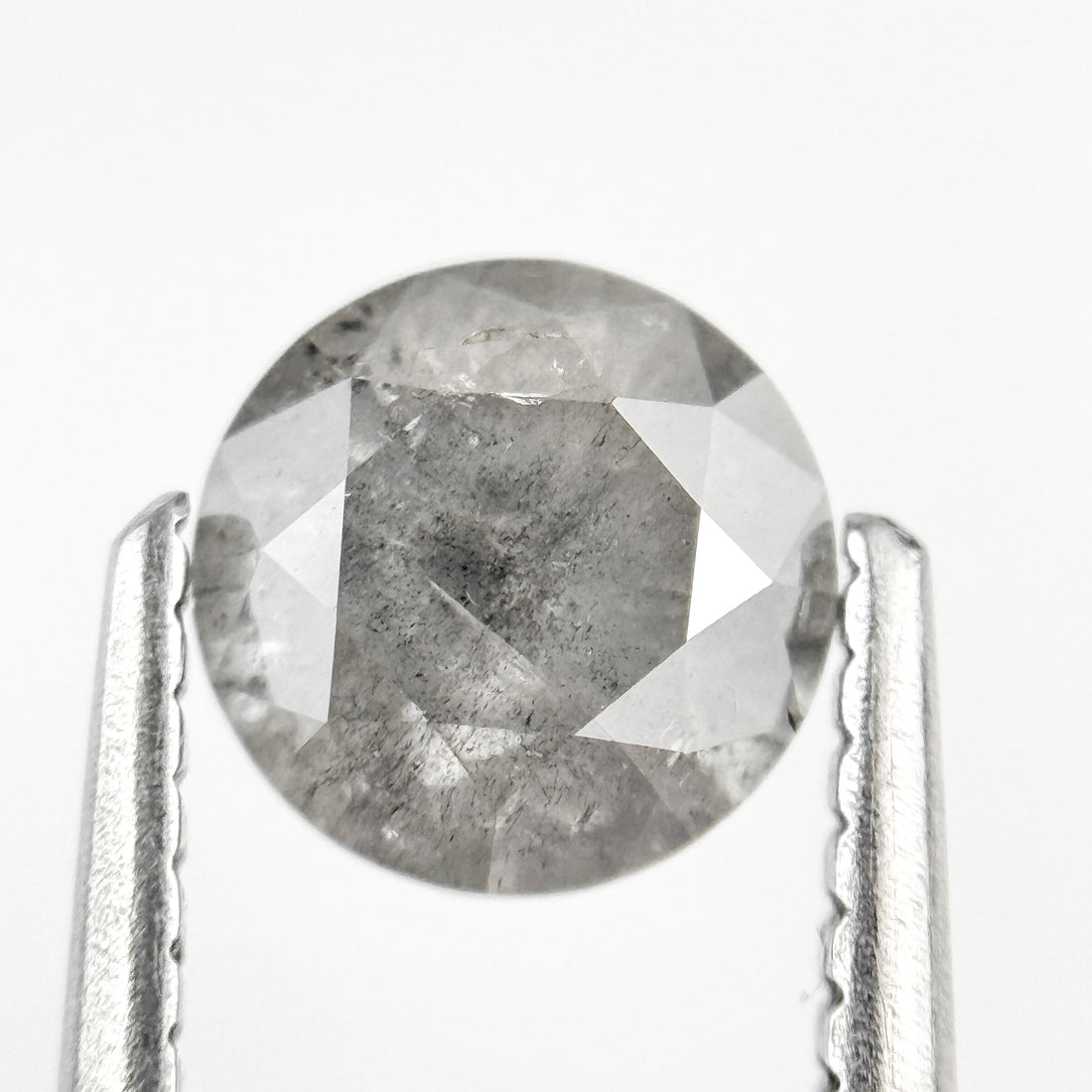 0.94 Ct Round Brilliant Cut Smokey Grey Natural Salt and Pepper Diamond
