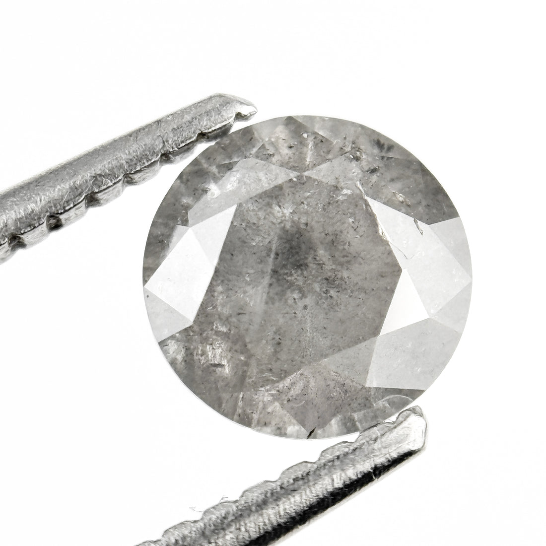 0.94 Ct Round Brilliant Cut Smokey Grey Natural Salt and Pepper Diamond