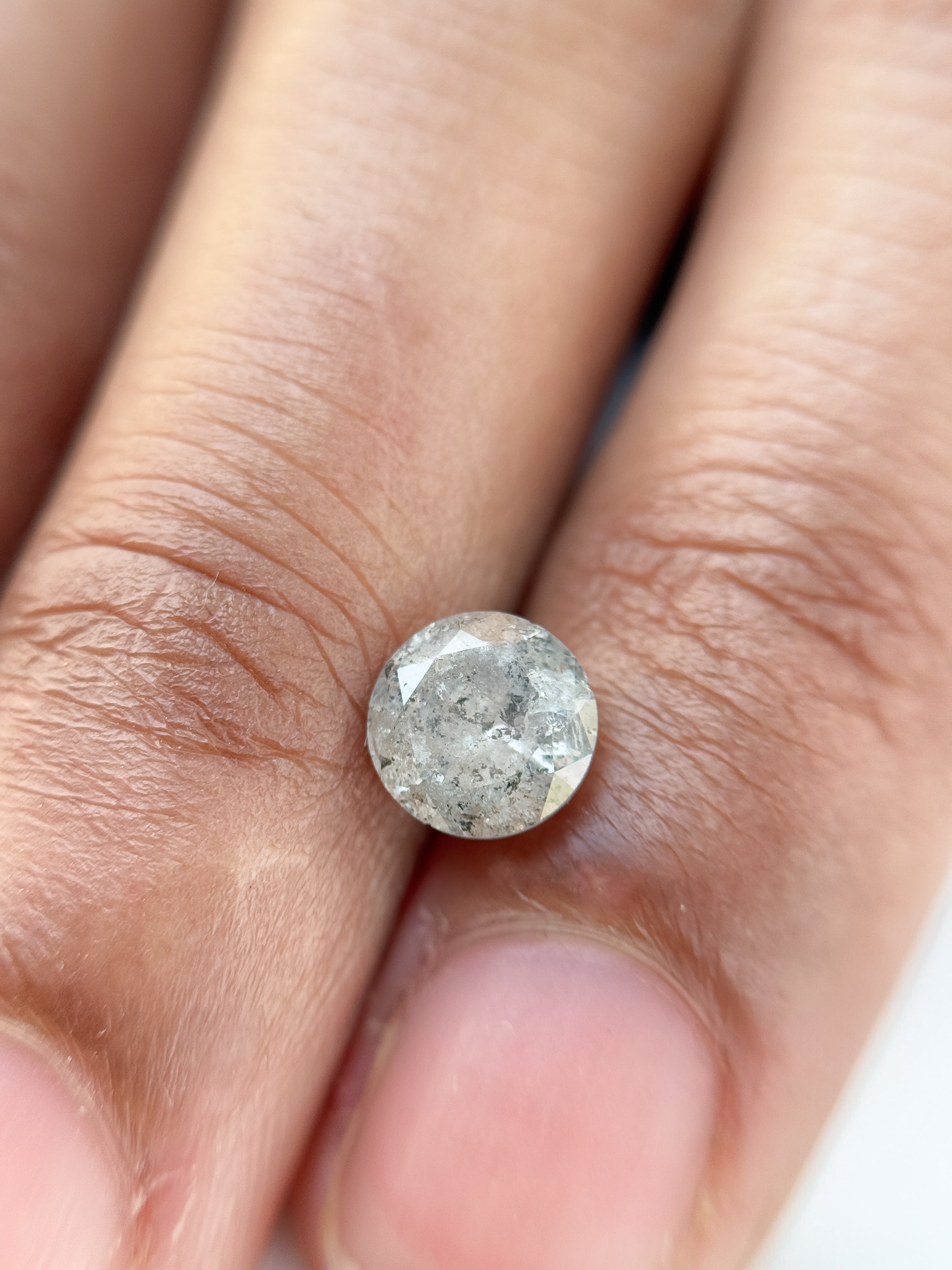 1.00 Ct Round Rose Cut Grey Natural Salt and Pepper Diamond
