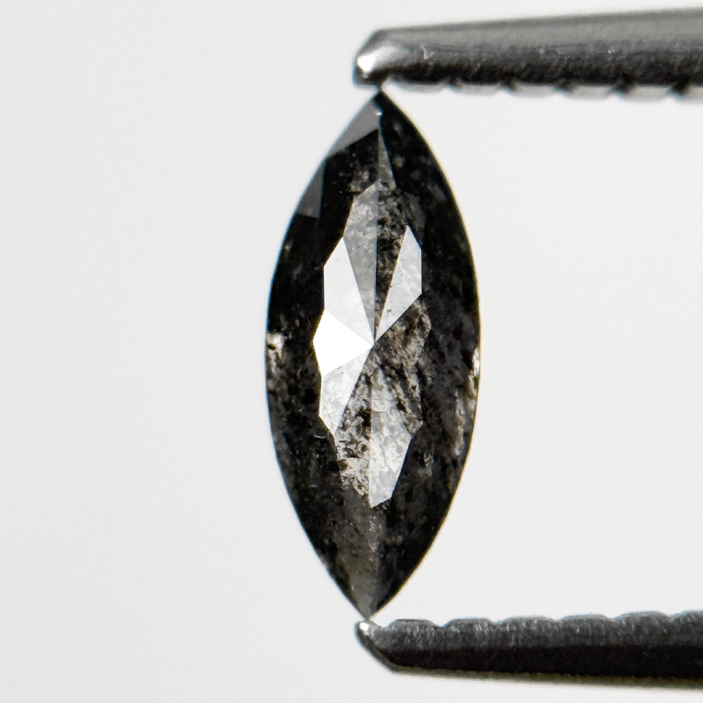 0.41 Ct Marquise Rose Cut Grey Natural Salt and Pepper Diamond