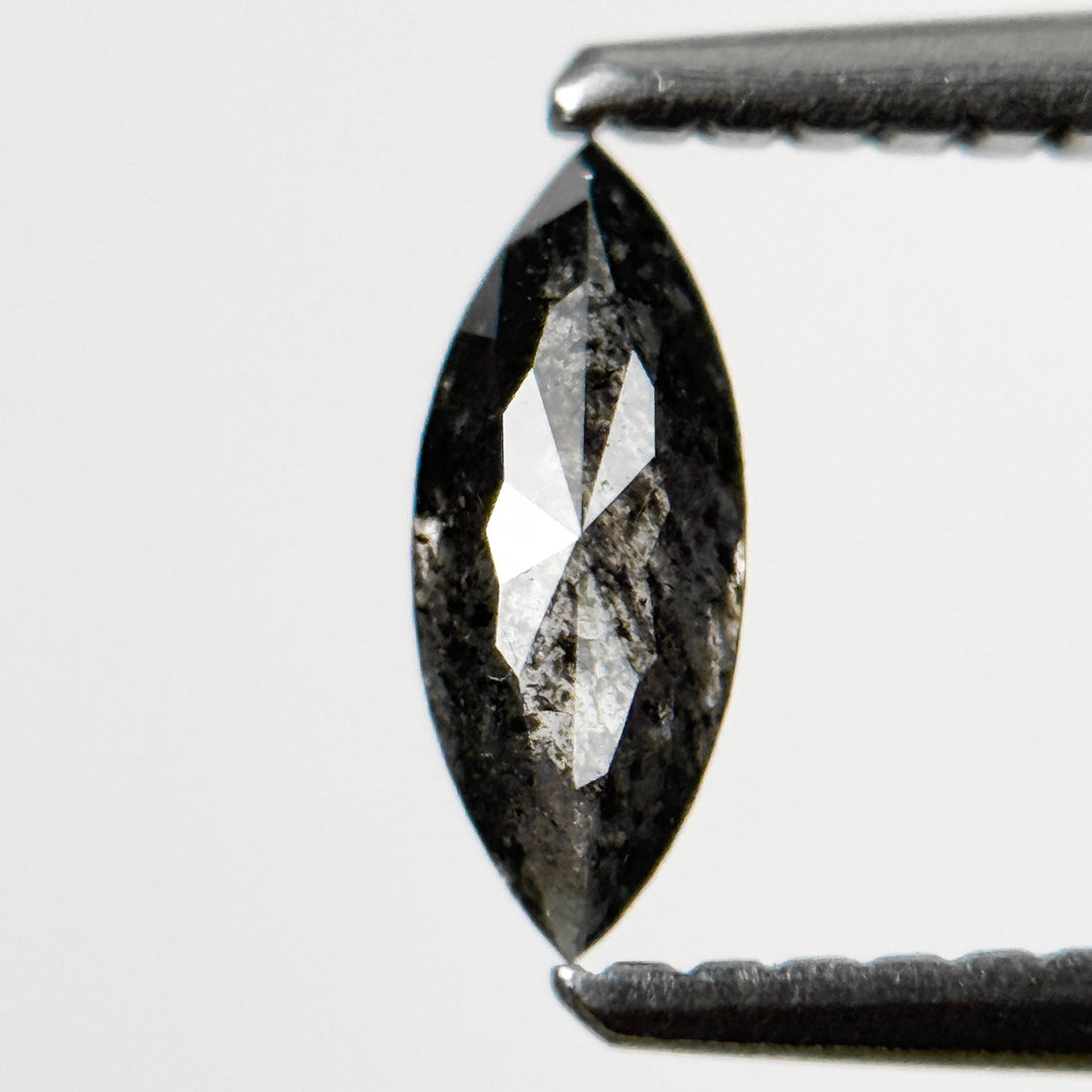 0.41 Ct Marquise Rose Cut Grey Natural Salt and Pepper Diamond