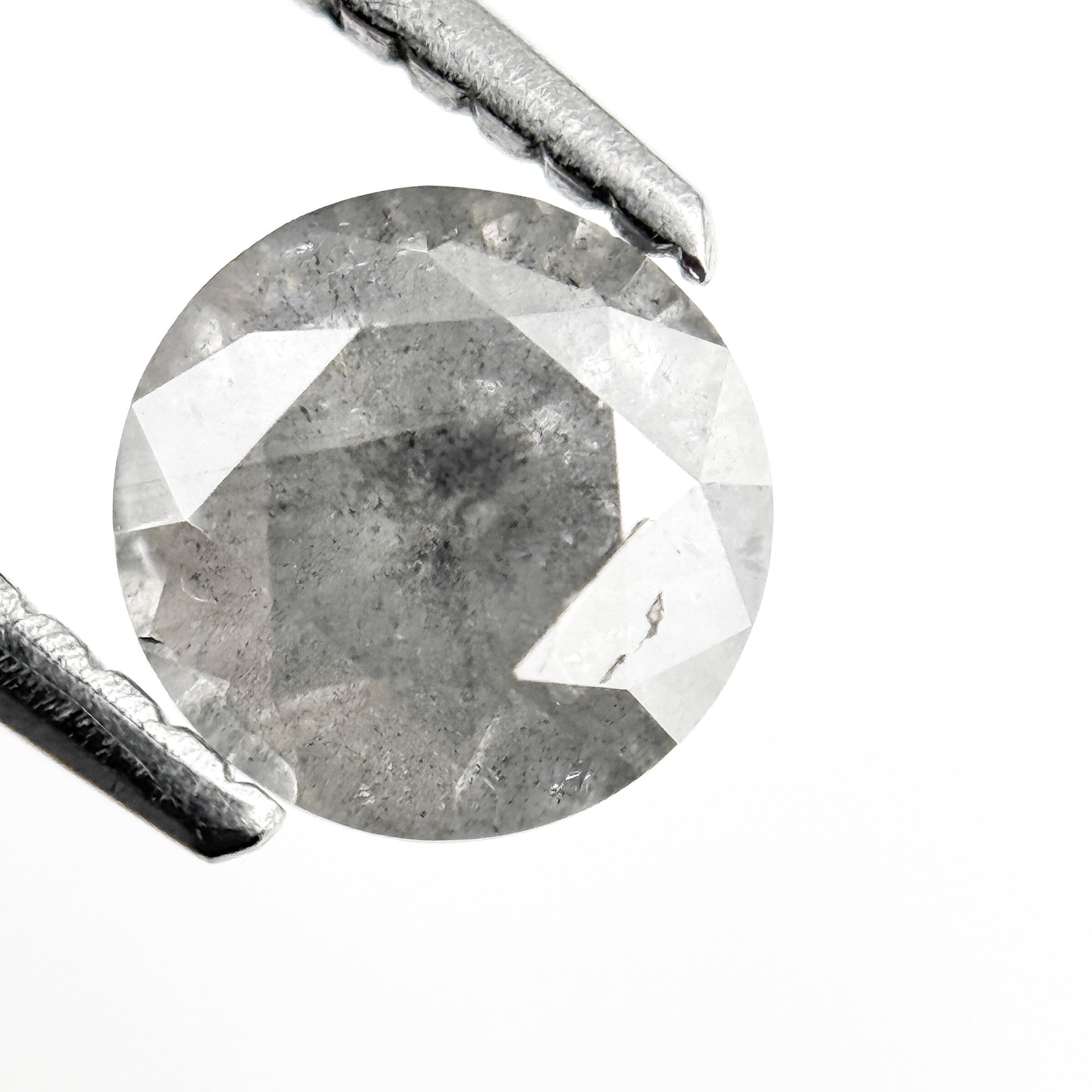 0.94 Ct Round Brilliant Cut Smokey Grey Natural Salt and Pepper Diamond