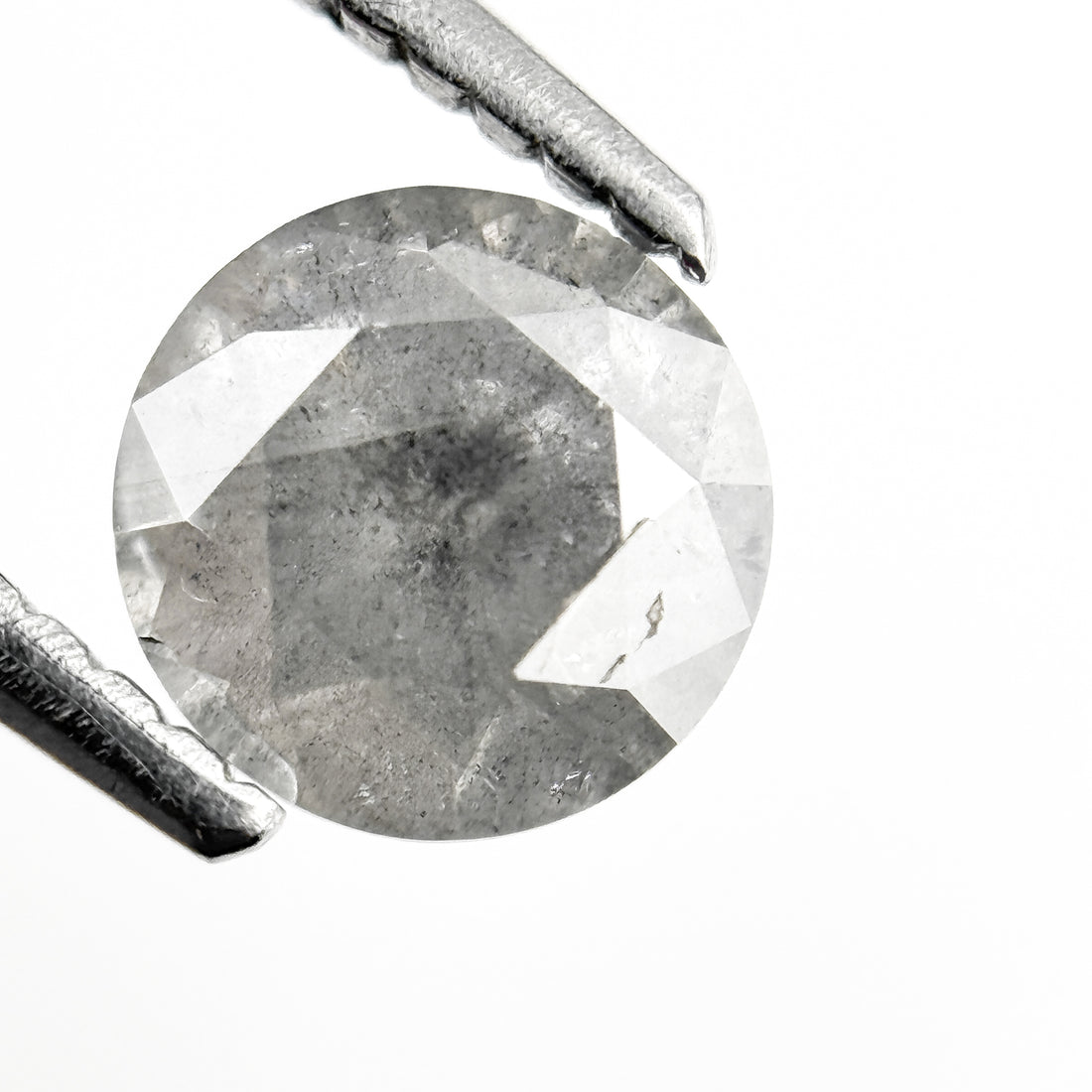 0.94 Ct Round Brilliant Cut Smokey Grey Natural Salt and Pepper Diamond