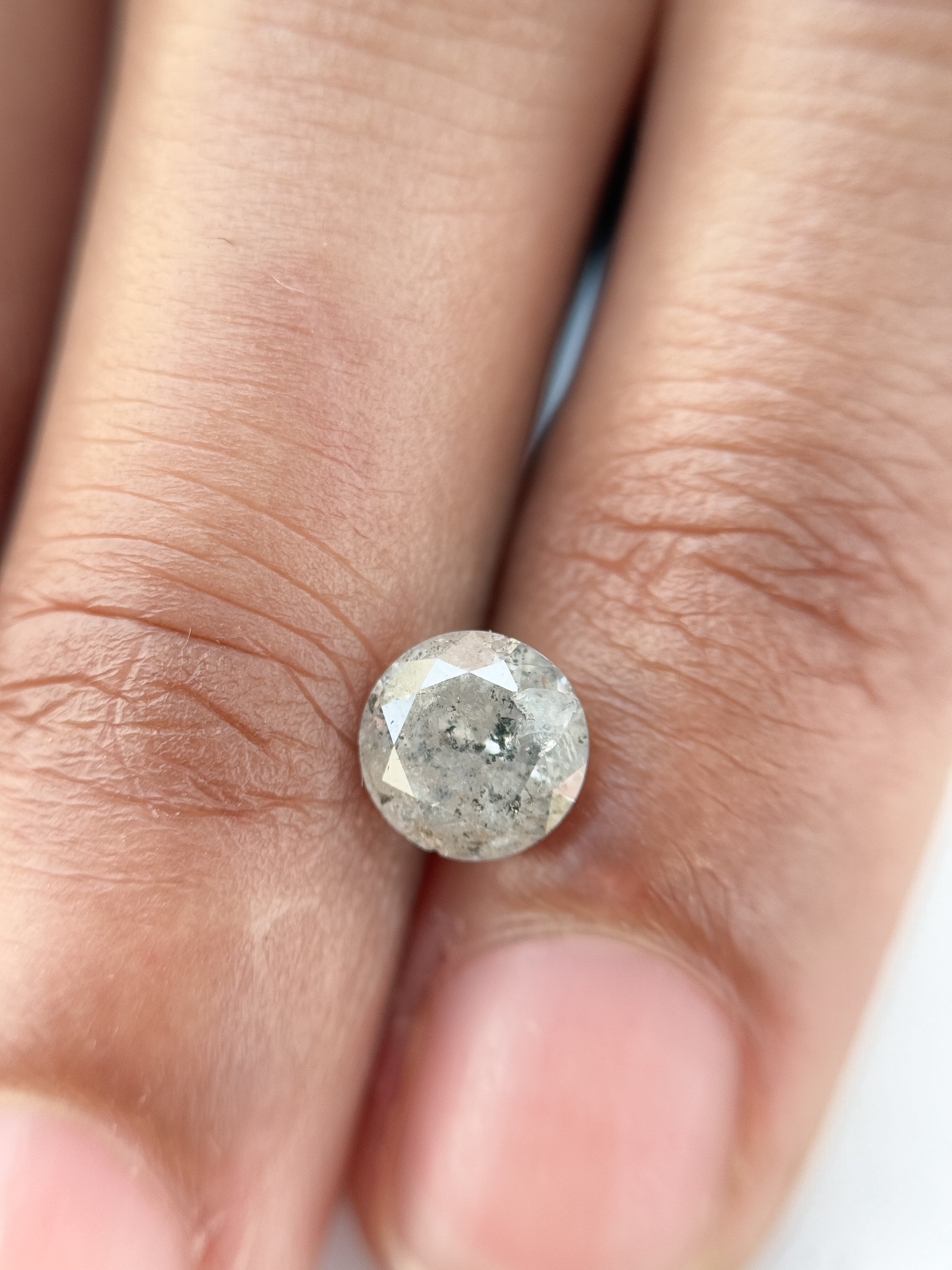1.00 Ct Round Rose Cut Grey Natural Salt and Pepper Diamond