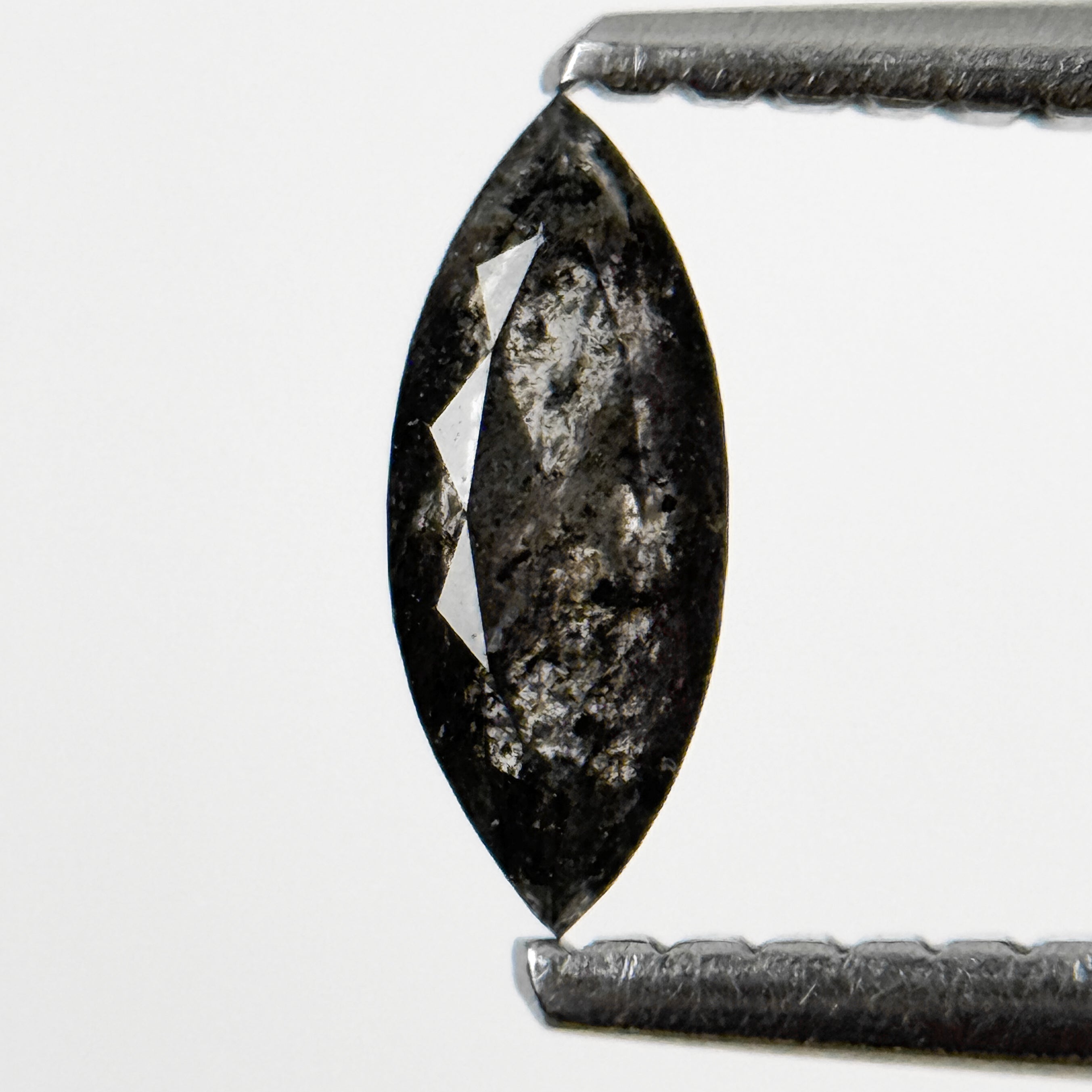 0.41 Ct Marquise Rose Cut Grey Natural Salt and Pepper Diamond
