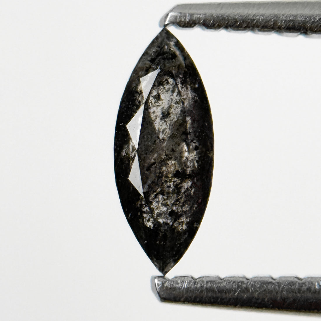 0.41 Ct Marquise Rose Cut Grey Natural Salt and Pepper Diamond