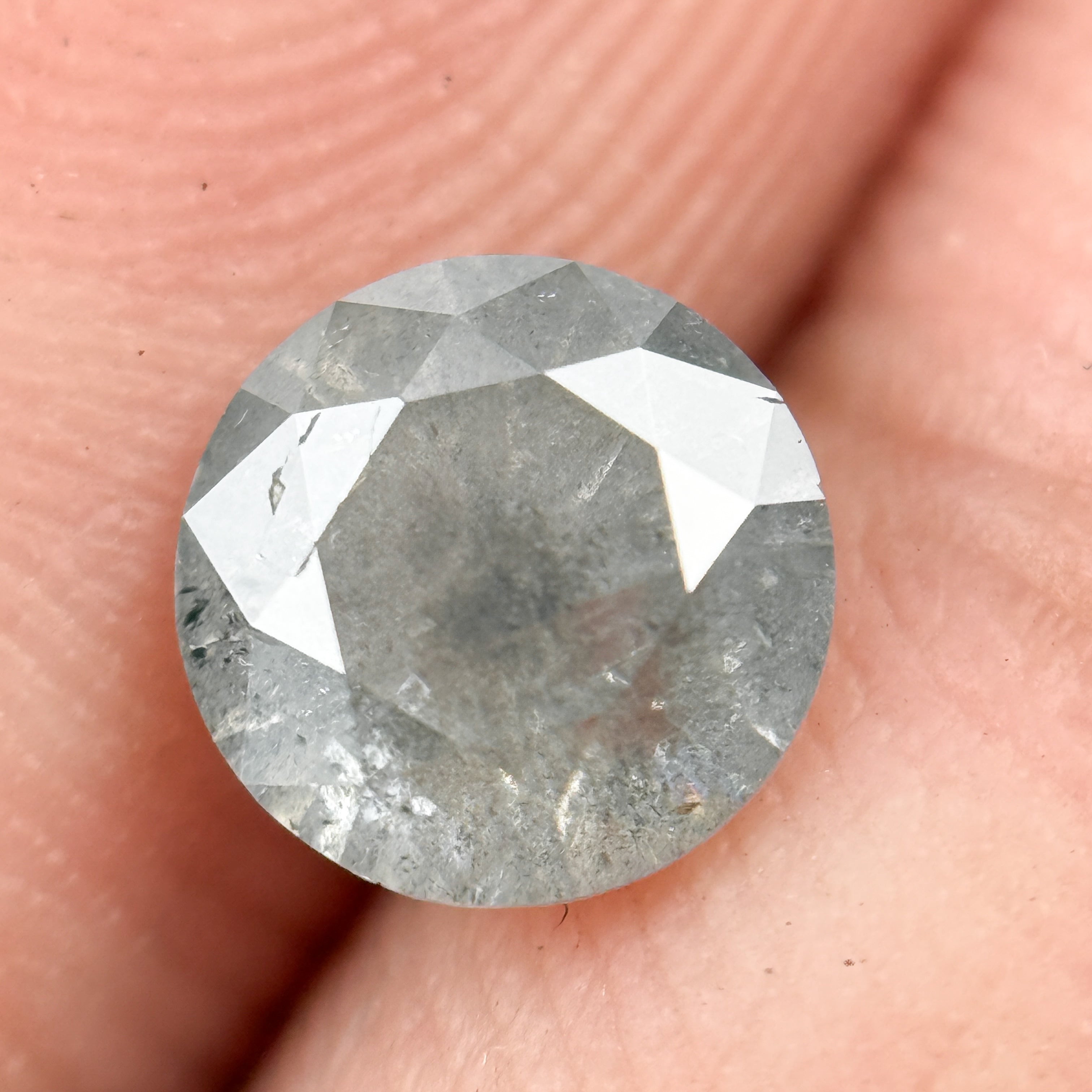 0.94 Ct Round Brilliant Cut Smokey Grey Natural Salt and Pepper Diamond