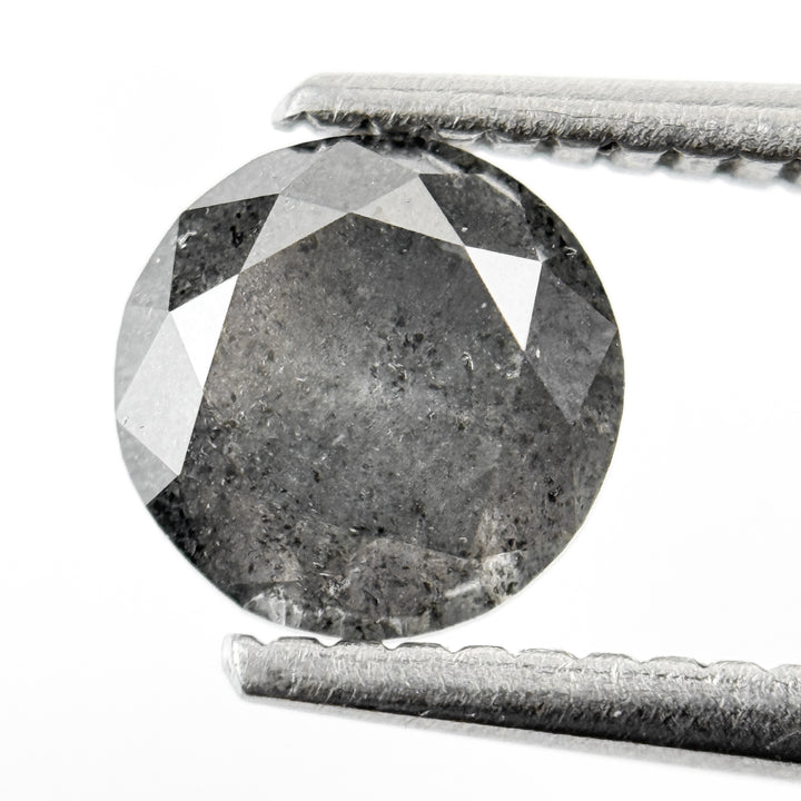 1.28 Ct Round Brilliant Cut Grey Natural Minimalist Diamond