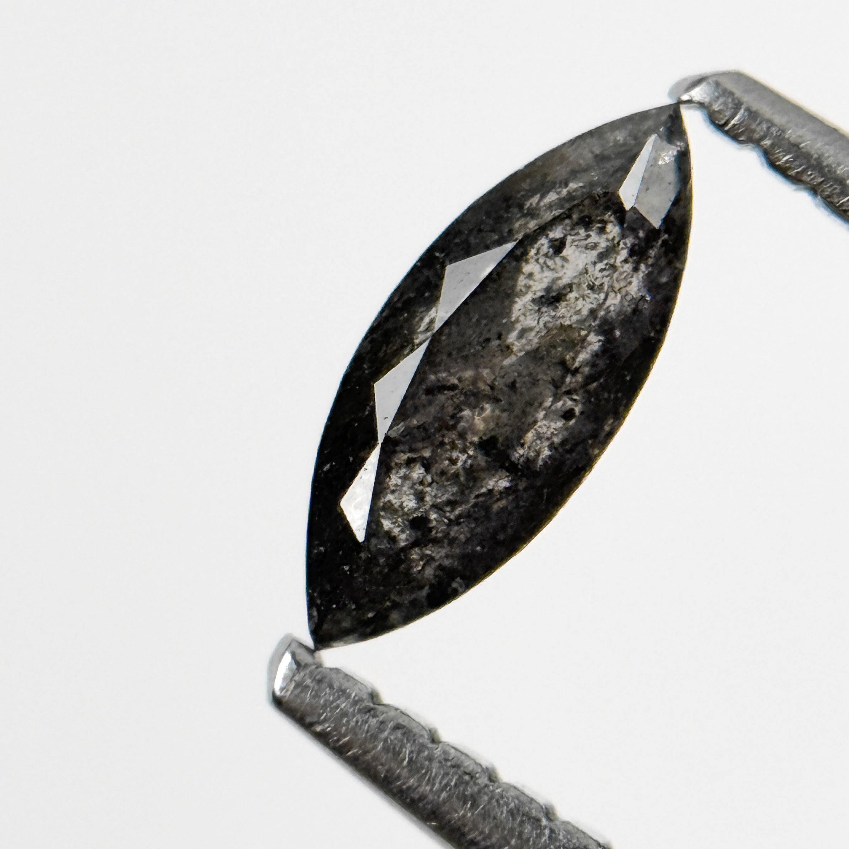 0.41 Ct Marquise Rose Cut Grey Natural Salt and Pepper Diamond