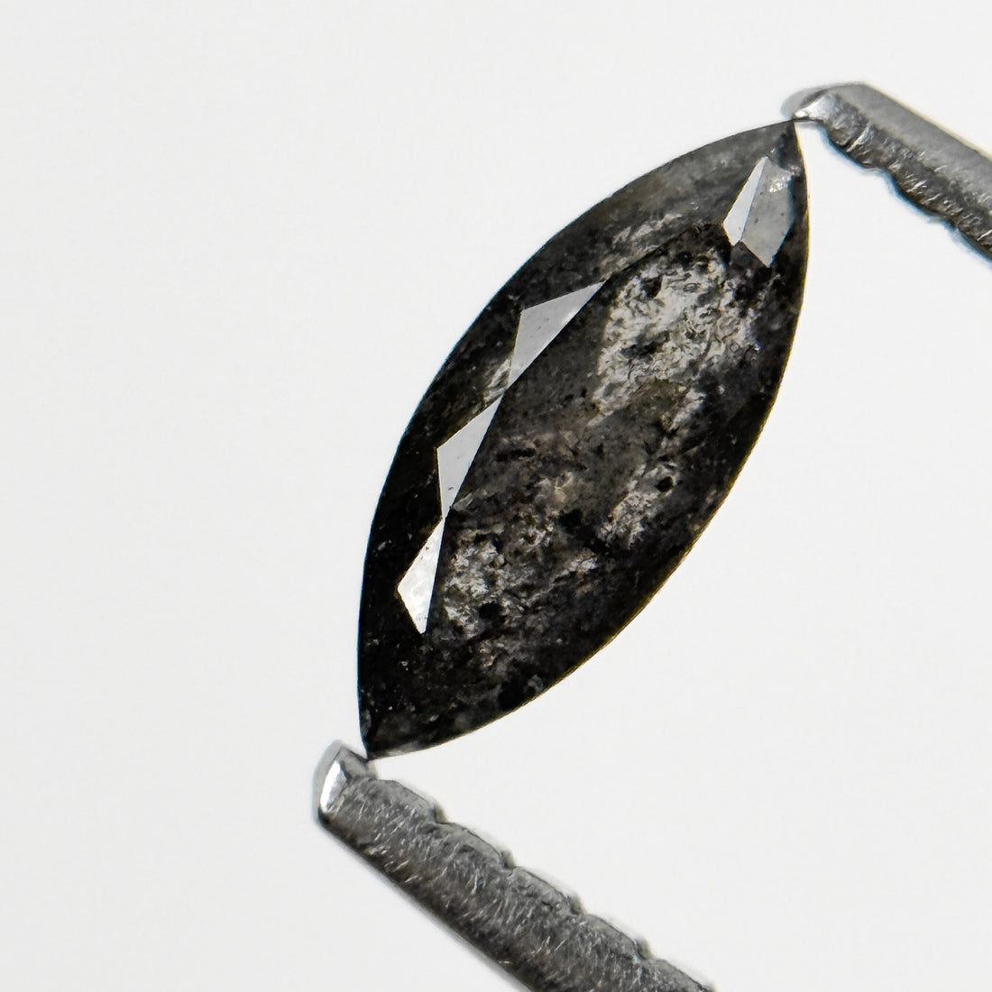 0.41 Ct Marquise Rose Cut Grey Natural Salt and Pepper Diamond