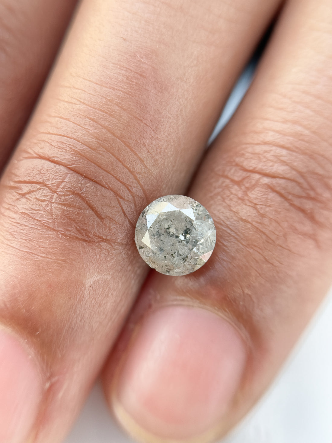 1.00 Ct Round Rose Cut Grey Natural Salt and Pepper Diamond