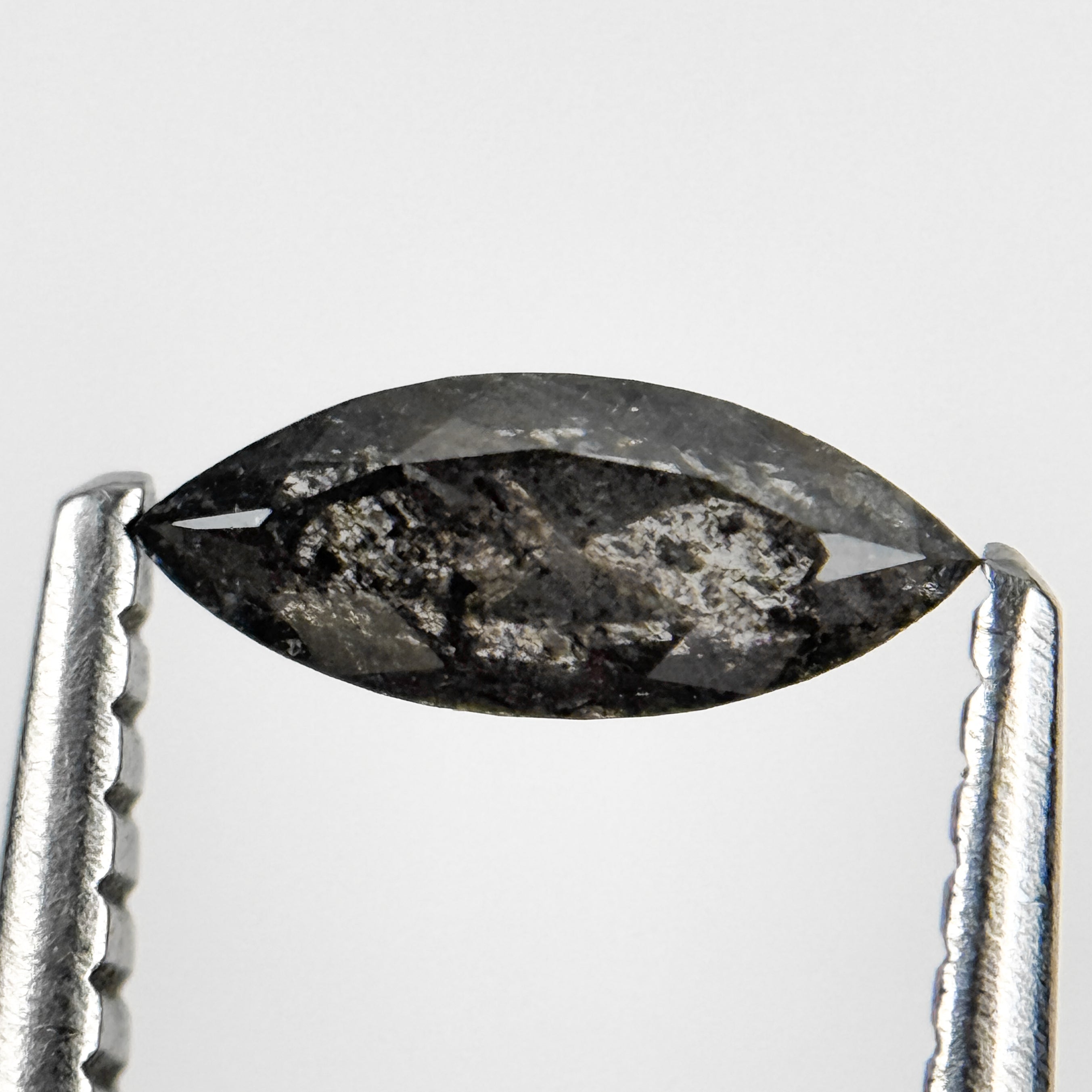 0.41 Ct Marquise Rose Cut Grey Natural Salt and Pepper Diamond