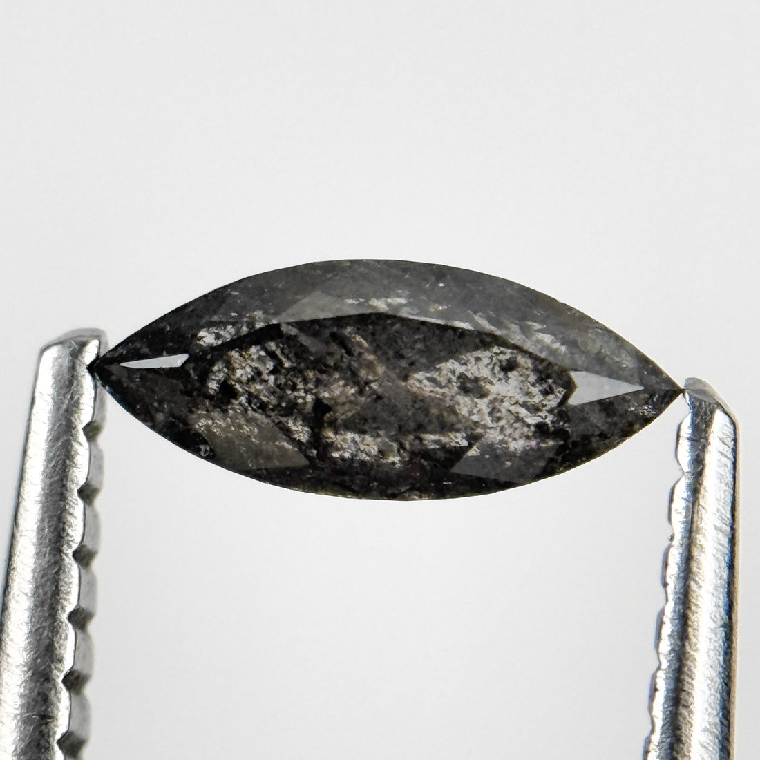 0.41 Ct Marquise Rose Cut Grey Natural Salt and Pepper Diamond