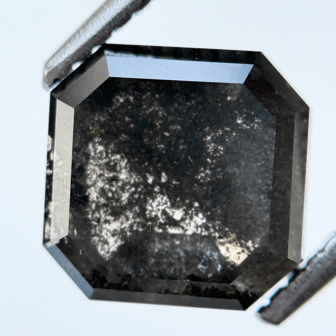 3.29 Ct Octagon Rose Cut Grey Natural Salt and Pepper Diamond