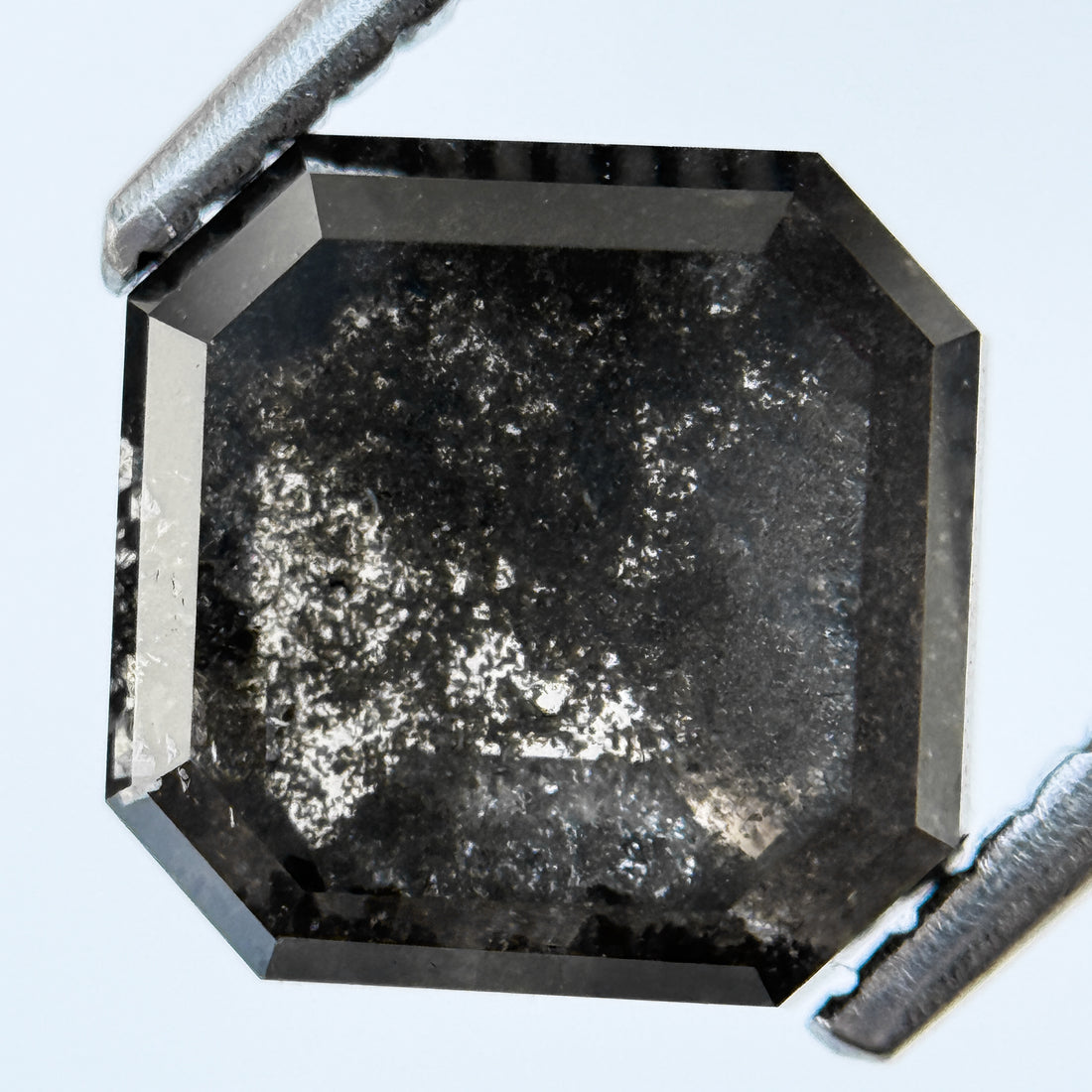 3.29 Ct Octagon Rose Cut Grey Natural Salt and Pepper Diamond