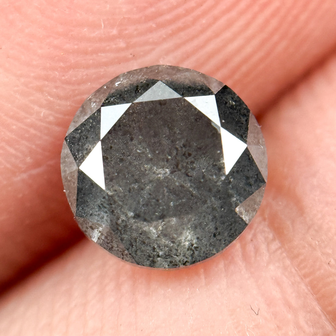 1.28 Ct Round Brilliant Cut Grey Natural Minimalist Diamond